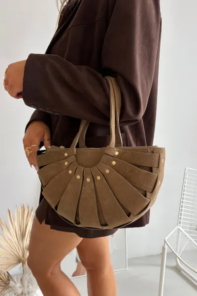 Béžová kabelka z prírodného semišu Tialine