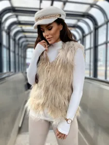 Béžová kožušinová vesta