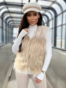 Béžová kožušinová vesta