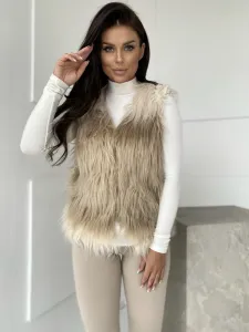 Béžová kožušinová vesta