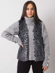 Dámska grafitová vesta s leopardím vzorom