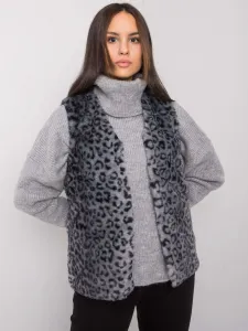 Dámska grafitová vesta s leopardím vzorom