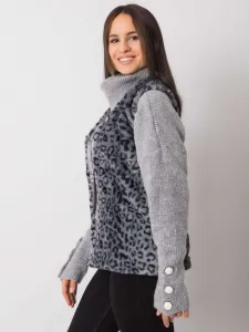 Dámska grafitová vesta s leopardím vzorom