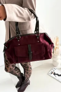 Dámska kabelka z eko semišu bordová