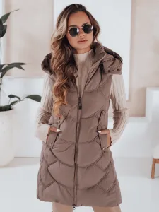 Dámska khaki vesta s kapucňou