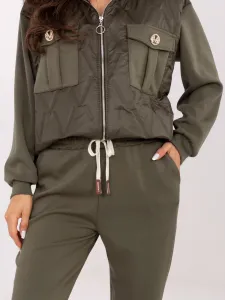 Khaki tepláková súprava s kapucňou