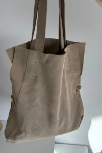Boto semišová shopper taška svetlo béžová