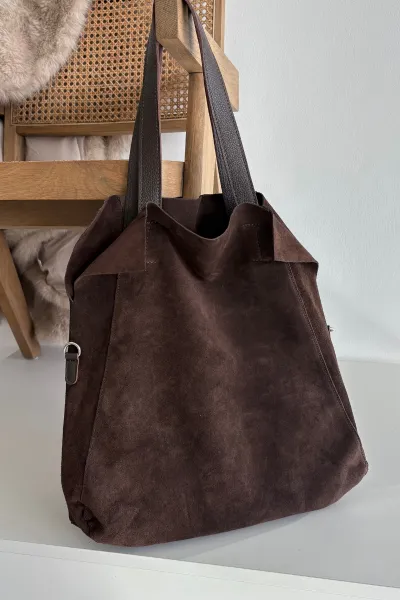 Boto semišová shopper taška čokoládová