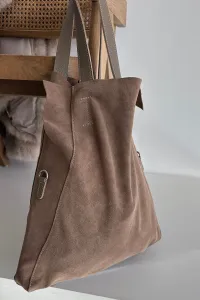 Boto semišová shopper taška tmavobéžová