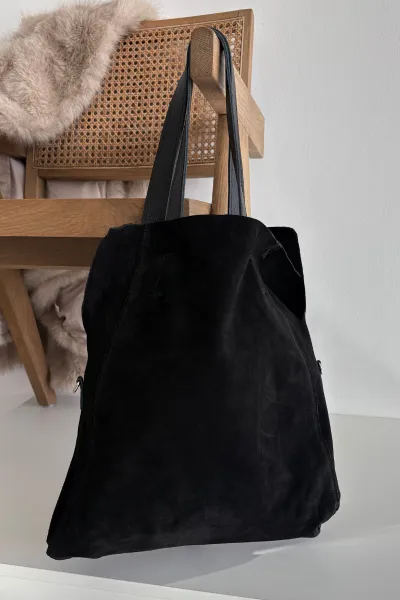 Čierna semišová shopper kabelka Miraya