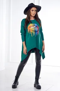 Legínovo Oversize blúzka s potlačou dúhových pier biela Farba: Zelená, Veľkosť: UNI