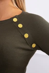 Legínovo Blúzka s ozdobnými gombíkmi čierna Farba: Khaki, Veľkosť: UNI