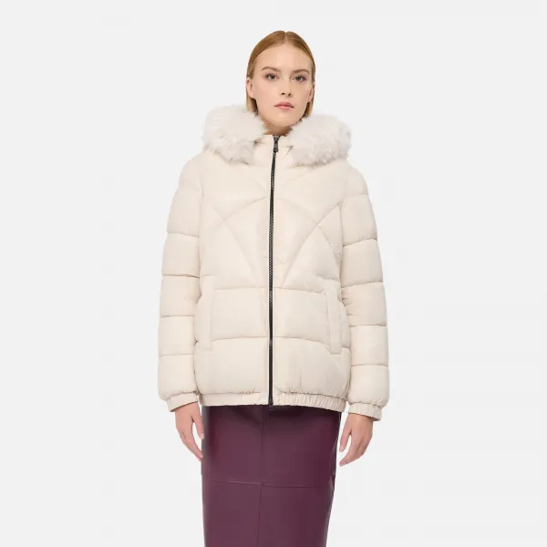 Krémová dámska zimná bunda Geox Backsie
