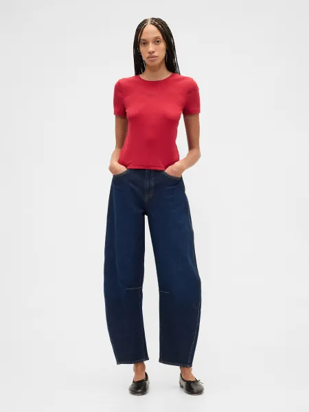 GAP rebrované crop tričko s logom