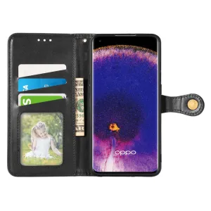 LEATHER BUCKLE Peňaženkový obal Oppo Find X5 Pro čierny