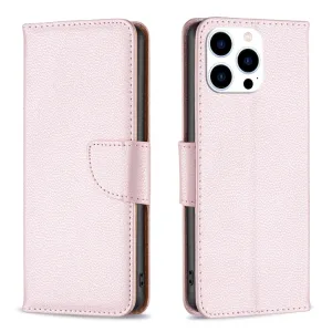 LITCHI Peňaženkové puzdro pre Apple iPhone 16 Pro svetloružové