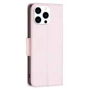 LITCHI Peňaženkové puzdro pre Apple iPhone 16 Pro svetloružové