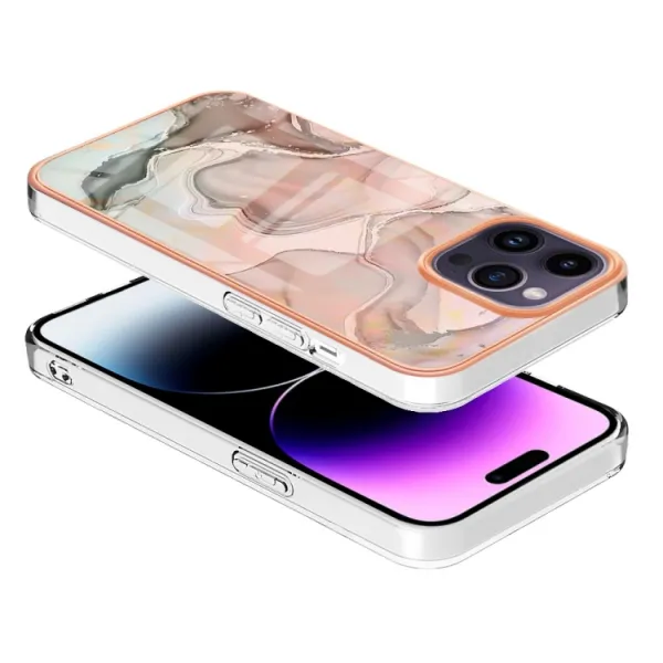 IMD MARBLE Ochranný kryt pre Apple iPhone 16 Pro ROSE GOLD