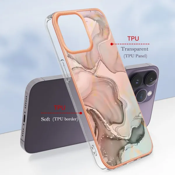IMD MARBLE Ochranný kryt pre Apple iPhone 16 Pro ROSE GOLD