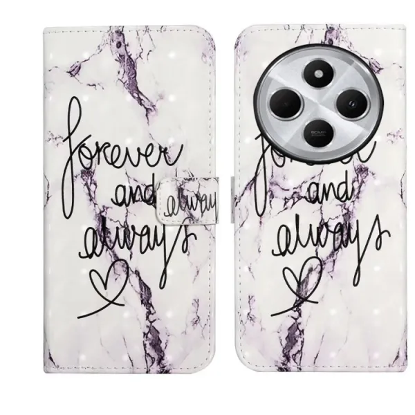 ART Peňaženkový kryt pre Xiaomi Redmi 14C / Poco C75 WHITE MARBLE