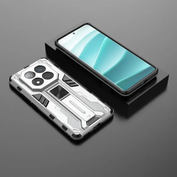 SUPERSONIC Ochranný obal so stojanom pre Xiaomi Redmi Note 14 Pro+ 5G strieborný
