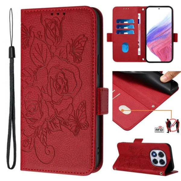 ART MEADOW Peňaženkový obal pre Xiaomi Redmi Note 14 Pro červený