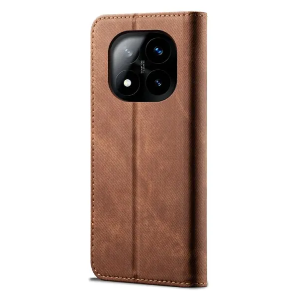 DENIM Peňaženkový kryt pre Xiaomi Redmi Note 14 Pro+ 5G hnedý