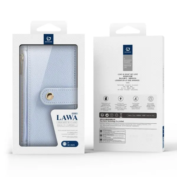 DUX LAWA Ochranný kryt a peňaženkové puzdro 2v1 Apple iPhone 16e / iPhone 17e modré