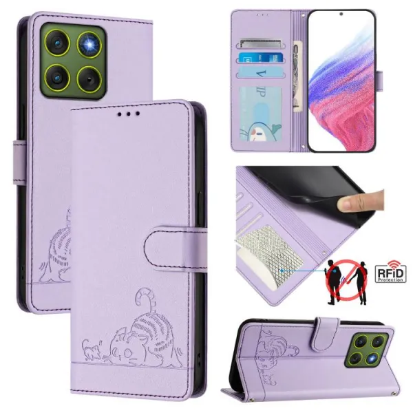 ART CAT Peňaženkový obal s remienkom pre Motorola Edge 70 fialový