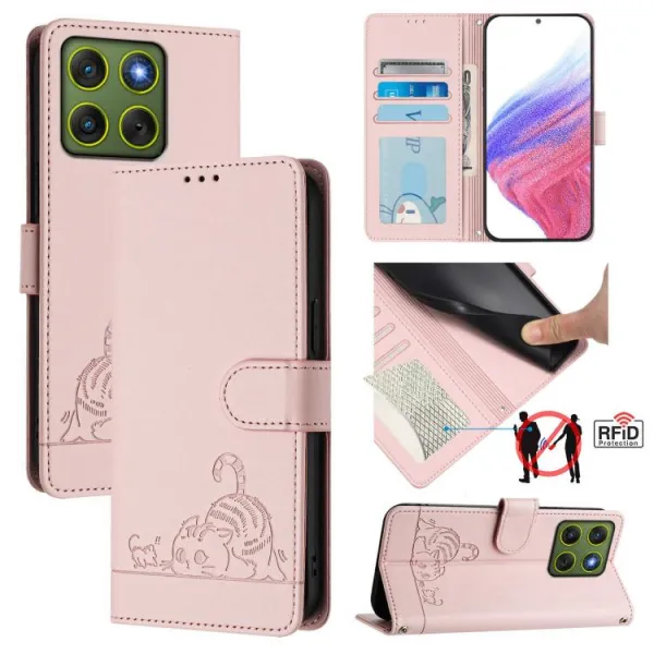 ART CAT Peňaženkový obal s remienkom pre Motorola Edge 70 ružový