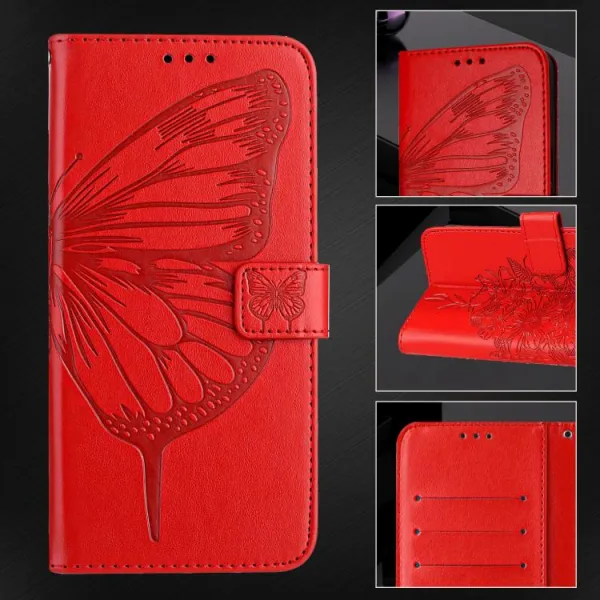 ART BUTTERFLY Peňaženkový obal pre Motorola Edge 70 červený