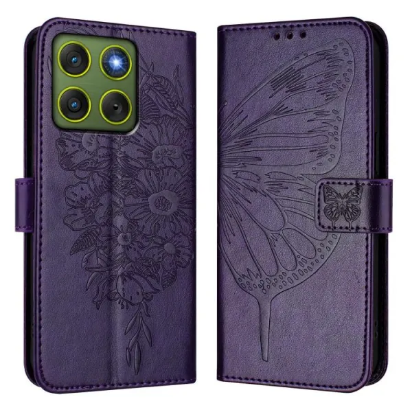 ART BUTTERFLY Peňaženkový obal pre Motorola Edge 70 fialový