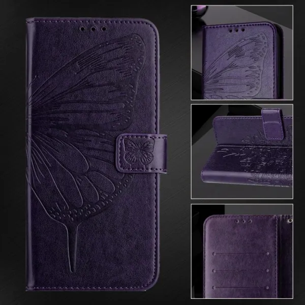 ART BUTTERFLY Peňaženkový obal pre Motorola Edge 70 fialový