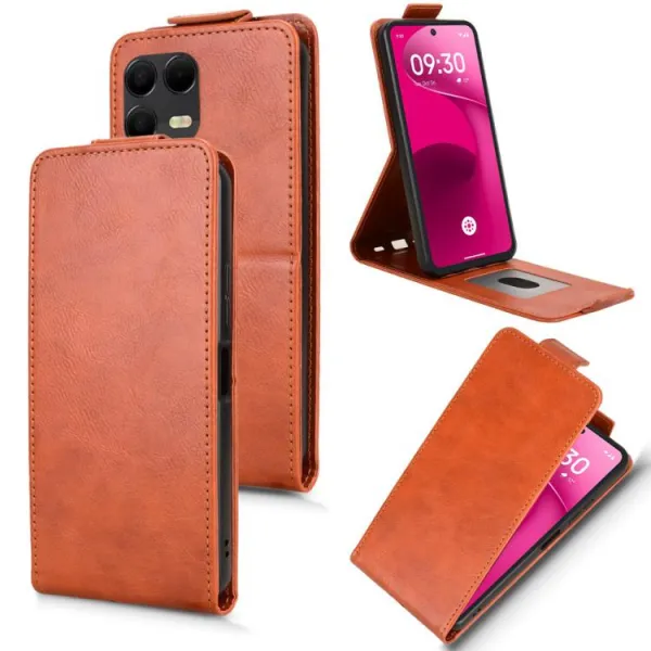 Vyklápacie puzdro pre T Phone 3 Pro hnedé