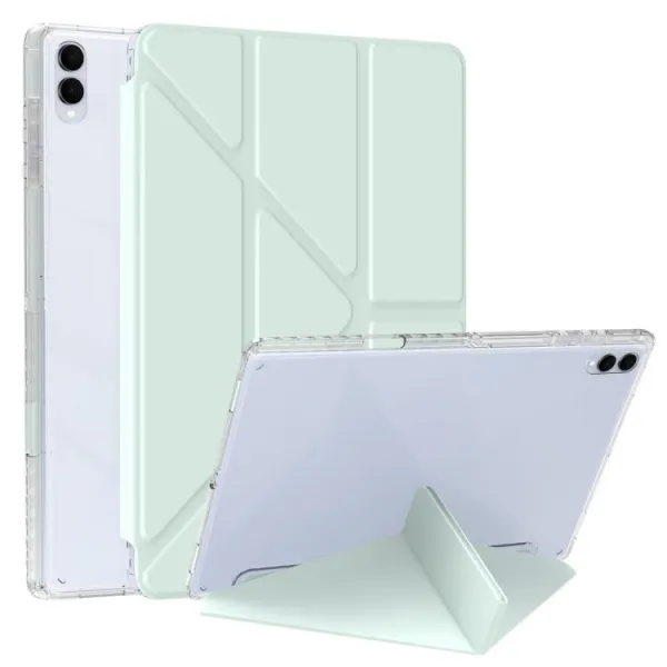 CRYSTAL Zaklápací obal pre Samsung Galaxy Tab S11 Ultra svetlozelený