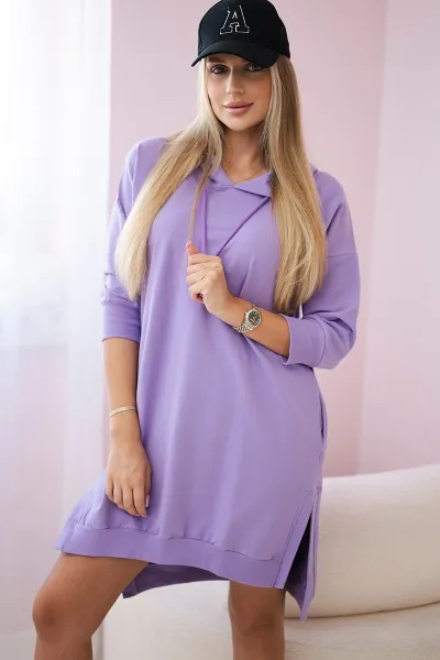 Legínovo Šaty s kapucňou a predĺženým zadným dielom grafitové Farba: Modrá, Veľkosť: UNI
