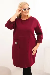 Legínovo Dámske plus size šaty maslové s vreckom a 3/4 rukávom béžová Farba: Khaki, Veľkosť: UNI