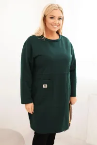 Legínovo Dámske plus size šaty maslové s vreckom a 3/4 rukávom béžová Farba: Khaki, Veľkosť: UNI