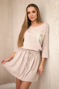 Legínovo Šaty s flitrovým vreckom béžové Farba: Sivá, Veľkosť: UNI