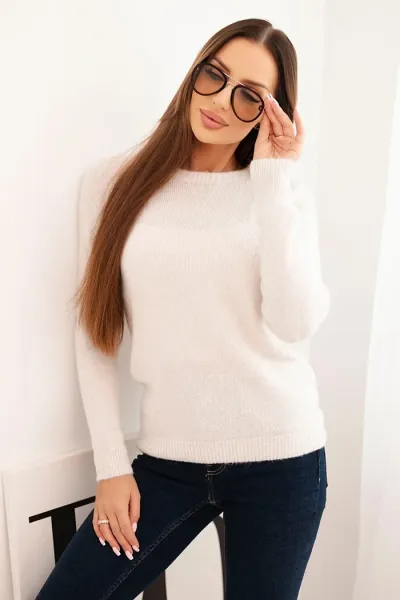 Legínovo Dámsky sveter z baby alpaky s dlhým rukávom béžový Farba: Khaki, Veľkosť: UNI