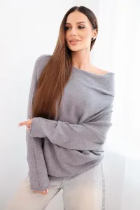 Legínovo Dámsky viskózový asymetrický netopierí sveter sivý Farba: Modrá, Veľkosť: UNI