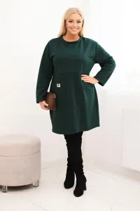 Legínovo Dámske plus size šaty maslové s vreckom a 3/4 rukávom béžová Farba: Khaki, Veľkosť: UNI