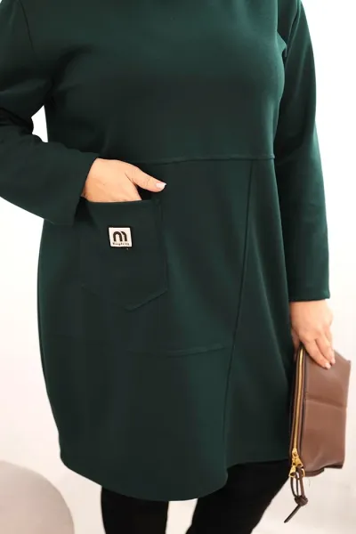 Legínovo Dámske plus size šaty maslové s vreckom a 3/4 rukávom béžová Farba: Khaki, Veľkosť: UNI