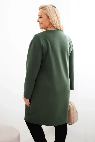 Legínovo Dámske plus size šaty maslové s vreckom a 3/4 rukávom béžová Farba: Khaki, Veľkosť: UNI