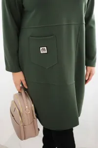 Legínovo Dámske plus size šaty maslové s vreckom a 3/4 rukávom béžová Farba: Khaki, Veľkosť: UNI