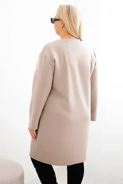 Legínovo Dámske plus size šaty maslové s vreckom a 3/4 rukávom béžová Farba: Khaki, Veľkosť: UNI