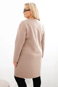 Legínovo Dámske plus size šaty maslové s vreckom a 3/4 rukávom béžová Farba: Khaki, Veľkosť: UNI