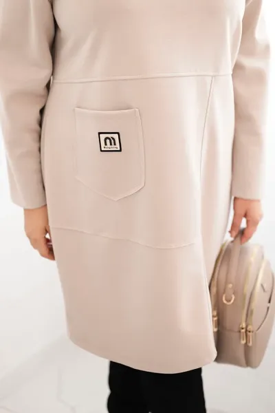 Legínovo Dámske plus size šaty maslové s vreckom a 3/4 rukávom béžová Farba: Khaki, Veľkosť: UNI