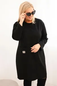 Legínovo Dámske plus size šaty maslové s vreckom a 3/4 rukávom béžová Farba: Khaki, Veľkosť: UNI