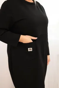 Legínovo Dámske plus size šaty maslové s vreckom a 3/4 rukávom béžová Farba: Khaki, Veľkosť: UNI